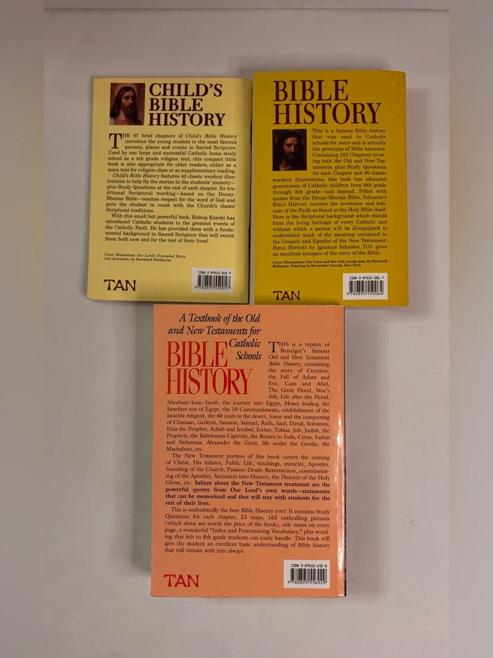 Bible History Learning Books Set of 3  - Brown, Yellow, Red Covers